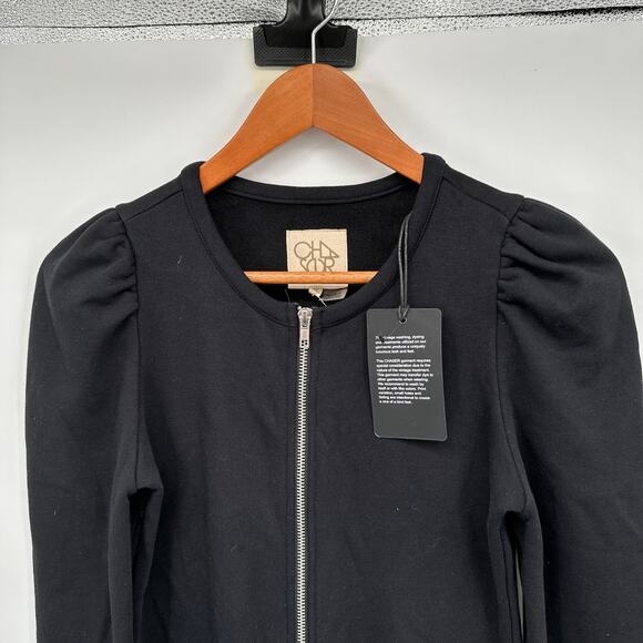 CHASER x EVEREVE NWT Puff Sleeve Zipper Front Jumpsuit in Black // XS - Picture 7 of 15